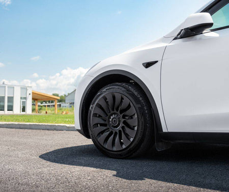 Model Y | 19-inch Whirlwind Matte Black Wheel Cover (Asymmetrical Model 3) - TTS Parts inc.