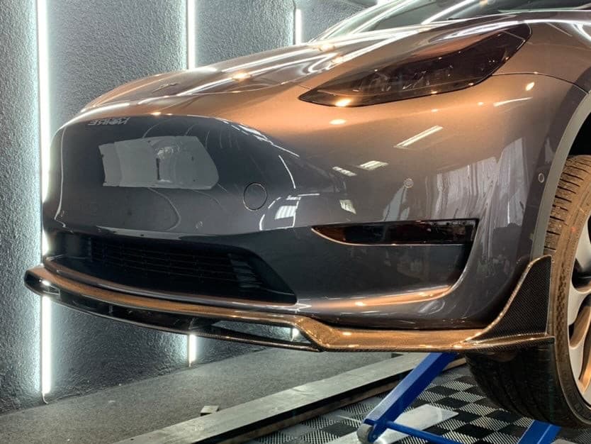 Carbon Fiber Front Lip style V Spoiler | Tesla Model Y - The Tesla Stop