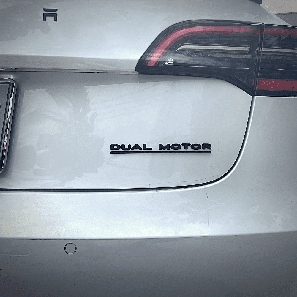 TESLA DUAL MOTOR Badges | Tesla Model 3 & Y - The Tesla Stop