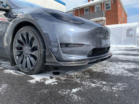 Carbon Fiber Front Lip style V Spoiler | Tesla Model Y - The Tesla Stop