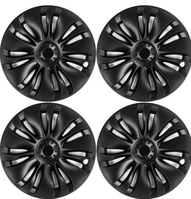 19 Inch Whirlwind Hubcap Matte Black (Asymmetric Model 1) | Tesla Model Y - The Tesla Stop