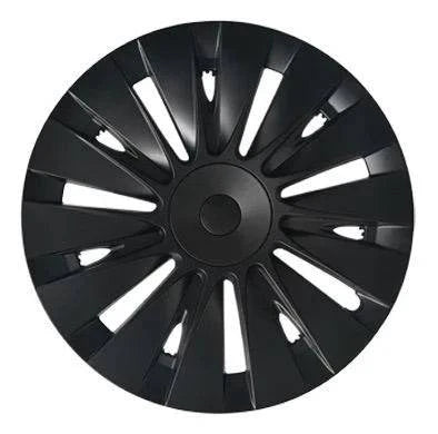 19 Inch Whirlwind Hubcap Matte Black (Asymmetric Model 5) | Tesla Model Y - The Tesla Stop