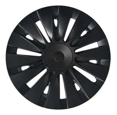 19 Inch Whirlwind Hubcap Matte Black (Asymmetric Model 5) | Tesla Model Y - The Tesla Stop