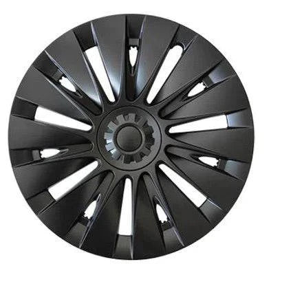 19 Inch Whirlwind Hubcap Matte Black (Asymmetric Model 4) | Tesla Model Y - The Tesla Stop