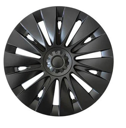 19 Inch Whirlwind Hubcap Matte Black (Asymmetric Model 4) | Tesla Model Y - The Tesla Stop